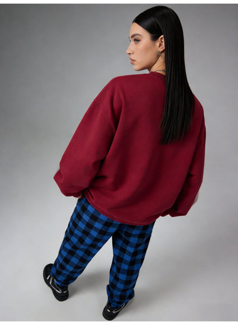 BM INS Burgundy "NICKO OTHOMIE" Leopard Print Letter Oversized Crew Neck Sweatshirt | Unisex Casual Pullover For Streetwear - Image 5